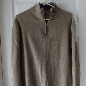 Lorenzo Magni Men’s 1/4 Zip Pullover Beige Size Large 70% Lana Wool Italy